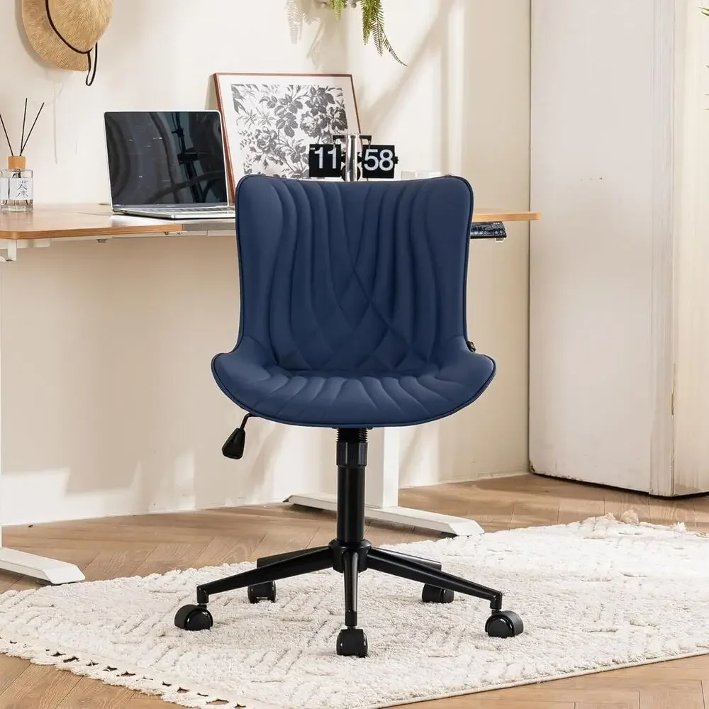 Modern Office Chair Armless, Swivel, Rocking, Wheels, Adjustable, Faux Leather